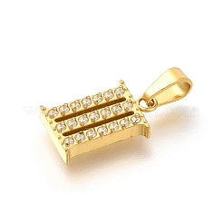 Ion Plating(IP) 304 Stainless Steel Micro Pave Cubic Zirconia Pendants&nbsp;STAS-H228-02G-03