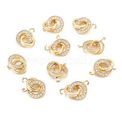 Brass Micro Pave Clear Cubic Zirconia Links Connectors&nbsp;ZIRC-G170-07G