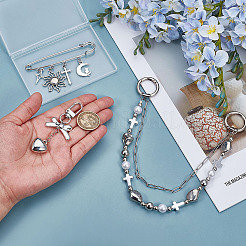 3Pcs 3 Styles Heart Sun Cross Plastic & Alloy Link Bag Decorative Chains & Brooch&nbsp;HJEW-ME00018