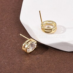 Brass Micro Pave Clear Cubic Zirconia Stud Earrings&nbsp;EJEW-C174-02E-G