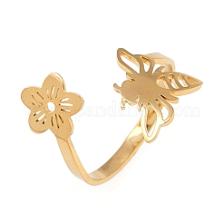 304 Stainless Steel Open Cuff Rings for Women&nbsp;RJEW-K302-03G