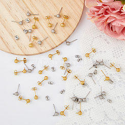 40Pcs 2 Color 304 Stainless Steel Stud Earring Findings&nbsp;STAS-UN0044-44