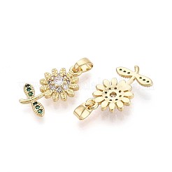Brass Micro Pave Cubic Zirconia Pendants&nbsp;KK-T071-116G