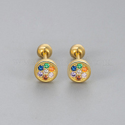Brass Micro Pave Colorful Cubic Zirconia Cartilage Earrings&nbsp;WG1E80B-01