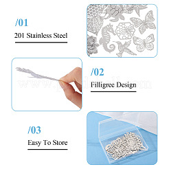 16Pcs 16 Styles 201 Stainless Steel Etched Metal Embellishments Connector Charms&nbsp;STAS-TA0003-39