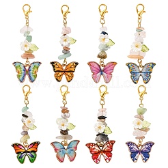 8Pcs Butterfly Alloy Enamel Pendant Decorations&nbsp;HJEW-JM04157