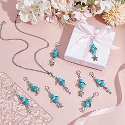 24Pcs 8 Styles Alloy & Synthetic Turquoise Beads  Pendants Decoration&nbsp;HJEW-DR00150