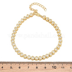 Brass Pave Heart Cubic Zirconia Link Chain Bracelets&nbsp;KK-CBA960E-15G