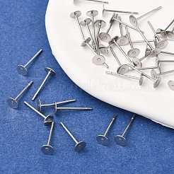 Tarnish Resistant 304 Stainless Steel Flat Round Blank Peg Stud Earring Findings&nbsp;STAS-S028-24