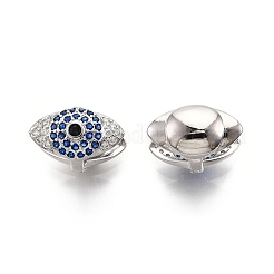 Medium Blue Cubic Zirconia Horse Eye Hinged Hoop Earrings&nbsp;EJEW-G321-22P