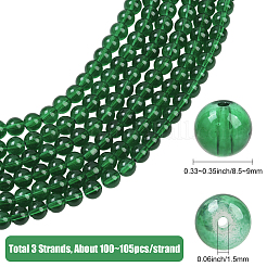 3 Strands Baking Paint Transparent Glass Round Bead Strands&nbsp;DGLA-PA0001-02B