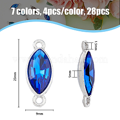 28Pcs 7 Colors Alloy Glass Connector Charms&nbsp;FIND-HY0001-87