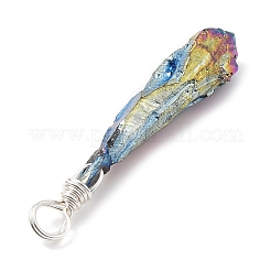 Electroplated Raw Rough Natural Quartz Crystal Copper Wire Wrapped Pendants&nbsp;PALLOY-JF02411-02