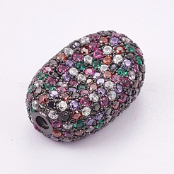 Brass Micro Pave Cubic Zirconia Beads&nbsp;KK-F748-33B