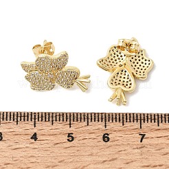 Brass Micro Pave Cubic Zirconia Stud Earrings for Women&nbsp;EJEW-F422-02G