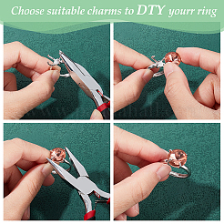 1Pc Adjustable Rhodium Plated Sterling Silver Finger Rings Components&nbsp;STER-BC0002-02P