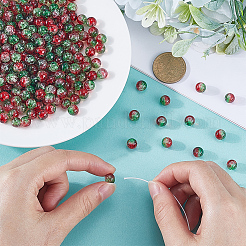 3 Strands Two-Tone Crackle Baking Paint Transparent Glass Beads Strands&nbsp;CCG-SP0001-01A