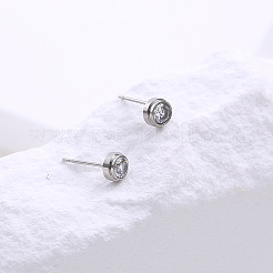 Minimalist Stainless Steel Flat Round Stud Earrings&nbsp;XU2913