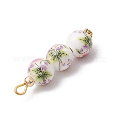 3Pcs Handmade Flower Printed Porcelain Ceramic Pendants&nbsp;PALLOY-JF03974