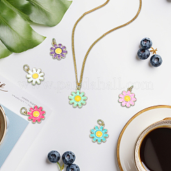 6Pcs 6 Colors Brass Enamel Pendants&nbsp;KK-BBC0021-50