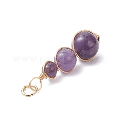 Natural Amethyst Round Beaded Pendants&nbsp;PALLOY-JF04700-02