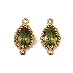 Ion Plating(IP) 304 Stainless Steel Cubic Zirconia Teardrop Links Connector Charms&nbsp;STAS-K256-23G