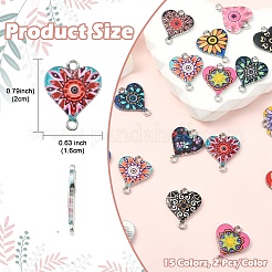 30Pcs 15 Colors Alloy Enamel Connector Charms&nbsp;ENAM-YW0005-79