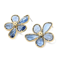 Brass Glass Stud Earrings for Women&nbsp;KK-CBABDD8-18G