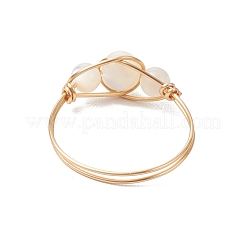 Round Natural Sea Shell Finger Rings&nbsp;RJEW-JR00847-01