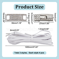 Rectangle Brass & Zinc Alloy Rhinestone Shoe Buckle Clips&nbsp;FIND-HY0003-93P
