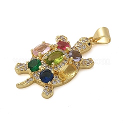 Tortoise Brass Micro Pave Cubic Zirconia Pendants&nbsp;KK-M319-19G
