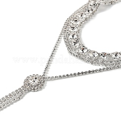 Brass Full Rhinestone Flat Round Tassel Y Necklaces for Women&nbsp;NJEW-M104-01S-02