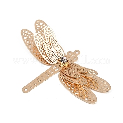 Brass Crystal Rhinestone Hollow 3D Dragonfly Connector Charms&nbsp;KK-A261-07KCG