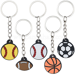 25Pcs 5 Styles Sports Series Silicone Keychains&nbsp;KEYC-SC0002-01