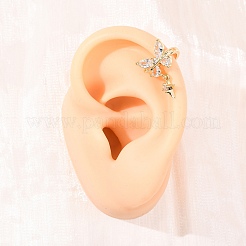 Butterfly with Star Brass Micro Pave Clear Cubic Zirconia Cuff Earrings&nbsp;EJEW-H178-11G