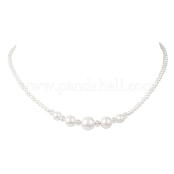 Round Shell Pearl and Electroplated Glass Graduated Beaded Necklaces&nbsp;NJEW-JN05747