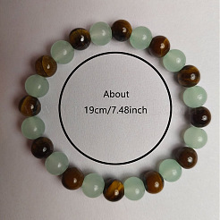 Natural Tiger Eye & Glass Round Beaded Bracelets&nbsp;FS-WG07496-01