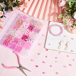 DIY Round Imitation Acrylic Pearl and Glass Beads Jewelry Making Finding Kits&nbsp;DIY-SP0002-78E