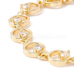 Clear Cubic Zirconia Open Ring Link Chains Bracelet&nbsp;BJEW-I301-10G