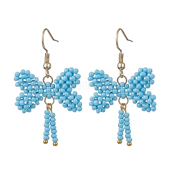 Bowknot 304 Stainless Steel Glass Dangle Earrings&nbsp;EJEW-MZ00623