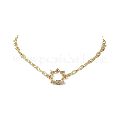 Brass Paperclip Chain Necklaces with Star Brass Micro Pave Clear Cubic Zirconia Screw Carabiner Lock Charms&nbsp;NJEW-JN06411