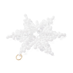 3Pcs 3 Colors Glass Seed Beaded Snowflake Pendants&nbsp;PALLOY-MZ00890
