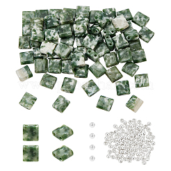 1 Strand Square Natural Green Spot Jasper Beads Strands&nbsp;G-NB0005-60
