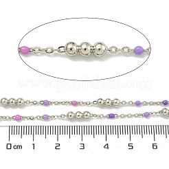 Brass Enamel Round Beaded Link Chain&nbsp;CHC-G022-07P-20