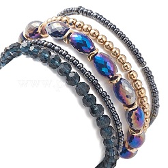 5Pcs 5 Style Glass & Lampwork Evil Eye Stretch Bracelets Set&nbsp;BJEW-JB09619-01