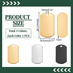 15Pcs 3 Colors 304 Stainless Steel Pendants&nbsp;STAS-UN0061-20