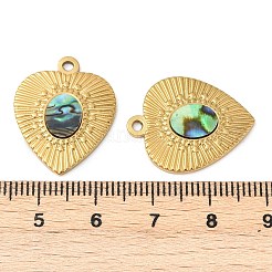 304 Stainless Steel Natural Paua Shell Pendants&nbsp;STAS-L288-06G-01