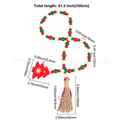 Christmas Theme Wooden Beaded Pendant Decorate&nbsp;HJEW-WH0042-09