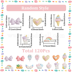 120Pcs 6 Styles Opaque Resin Decoden Cabochons&nbsp;RESI-SP0001-27