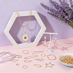 52Pcs 13 Styles Rack Plating Alloy Open Back Bezel Pendants&nbsp;FIND-OC0014-20